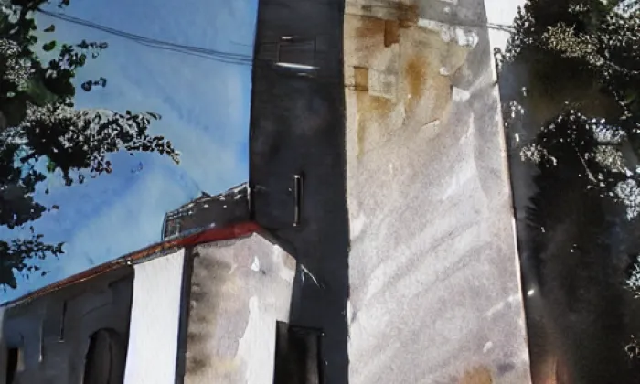 Kostel svatého Jiří (Lomnice) – akvarel