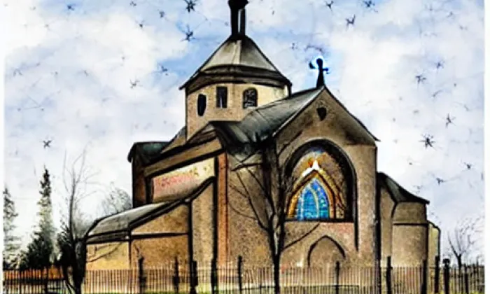 Kostel svatého Jiří (Loučná Hora) – noc