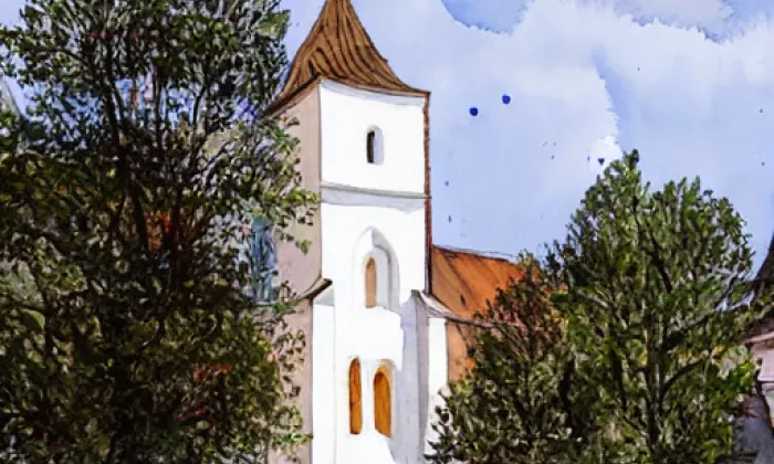 kostel svatého Jiří (Olší) – akvarel