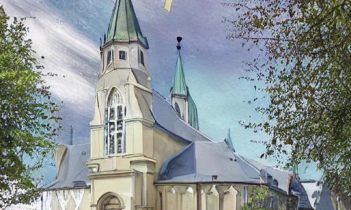 Kostel svatého Jiří (Pomezí) – akvarel