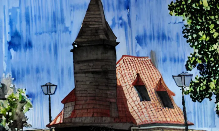 Kostel svatého Jiří (Psinice) – akvarel