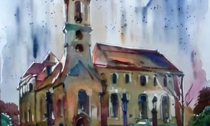 kostel svatého Jiří (Starovice) – akvarel