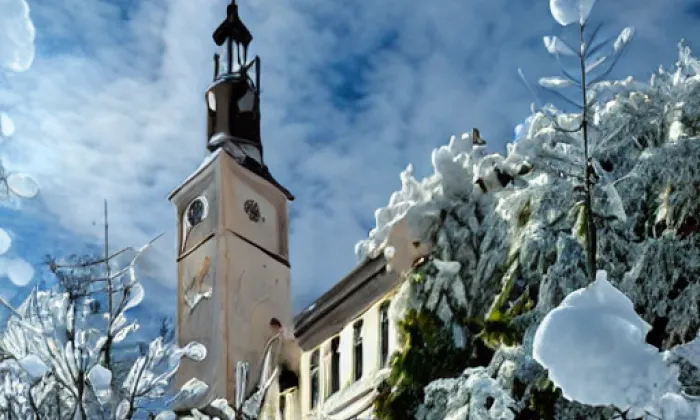 Kostel svatého Jiří (Strážov) – winter