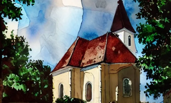 Kostel svatého Jiří (Vrané nad Vltavou) – akvarel