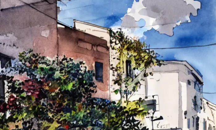 Kostel svatého Jiljí (Železnice) – akvarel