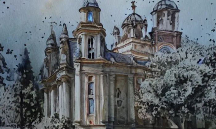 Kostel svatého Jiljí (Úsov) – akvarel