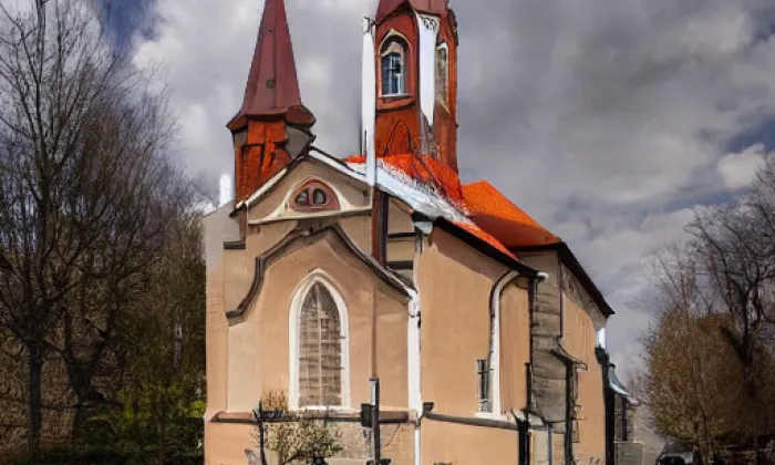 Kostel svatého Jiljí (Nebužely) – akvarel