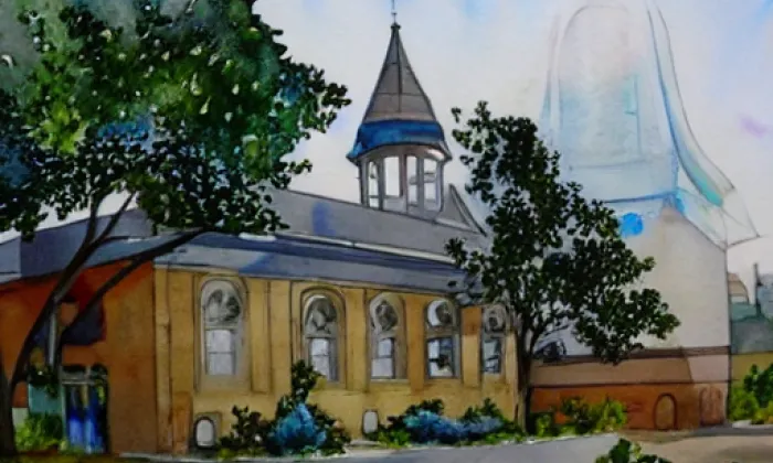 Kostel svatého Jiljí (Studnice) – akvarel