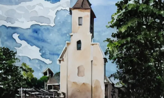 Kostel svatého Josefa (Štítná nad Vláří) – akvarel