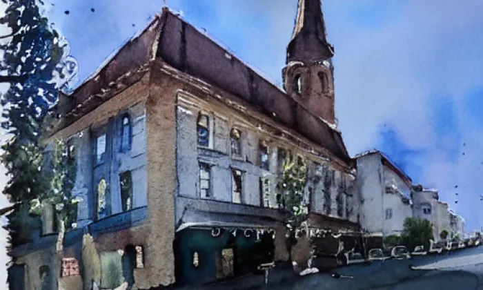 Kostel svatého Josefa (Horní Vlčkovice) – akvarel