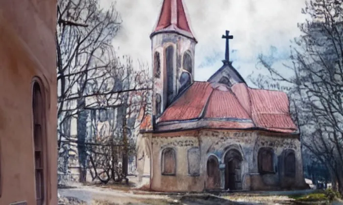 Kostel svatého Josefa (Krásná Lípa) – akvarel