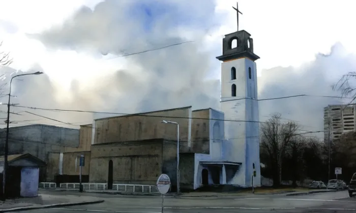 Kostel svatého Josefa (Moravská Ostrava) – akvarel