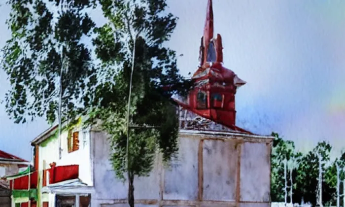 Kostel svatého Josefa (Veliš) – akvarel