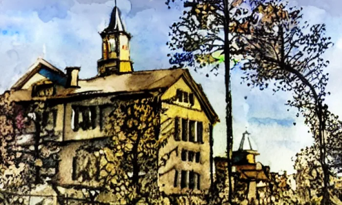 Kostel svatého Kříže (Ronov nad Doubravou) – akvarel