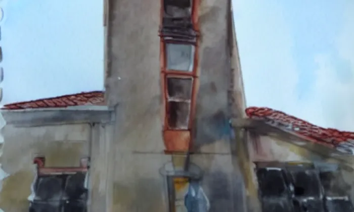 kostel svatého Klementa Maria Hofbauera (Tašovice) – akvarel