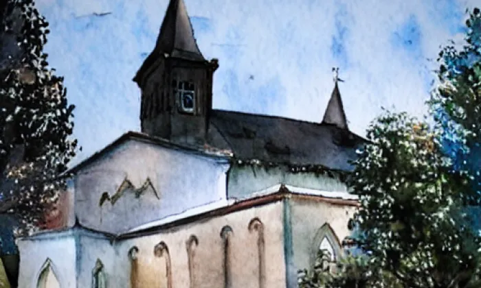 kostel svatého Klimenta (Jasenice) – akvarel