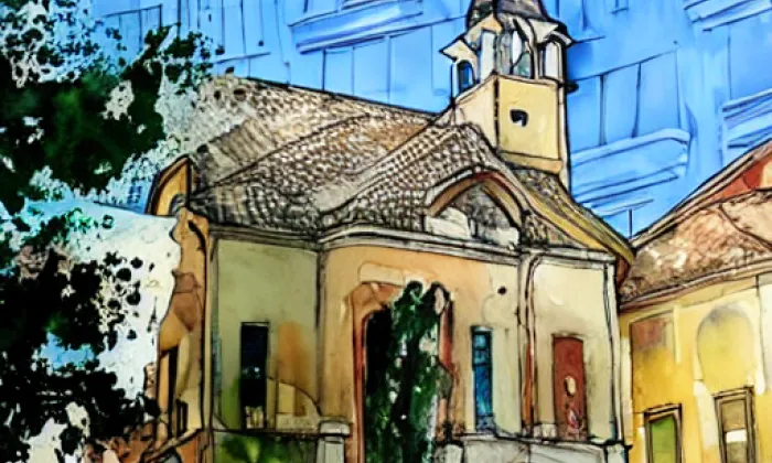 kostel svatého Klimenta (Nové Město) – akvarel