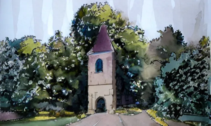 Kostel svatého Linharta (Citov) – akvarel