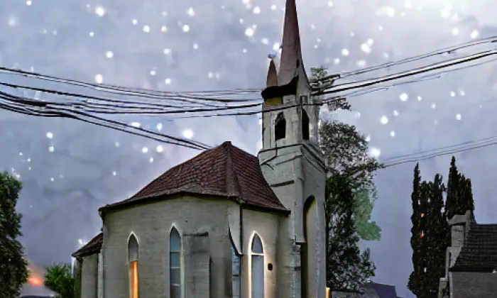 kostel svatého Lukáše (Myslibořice) – noc