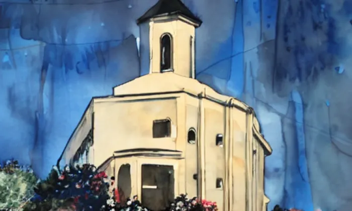 kostel svatého Marka (Benetice) – akvarel