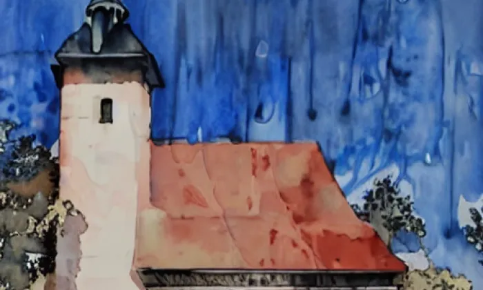 Kostel svatého Marka (Mostiště) – akvarel