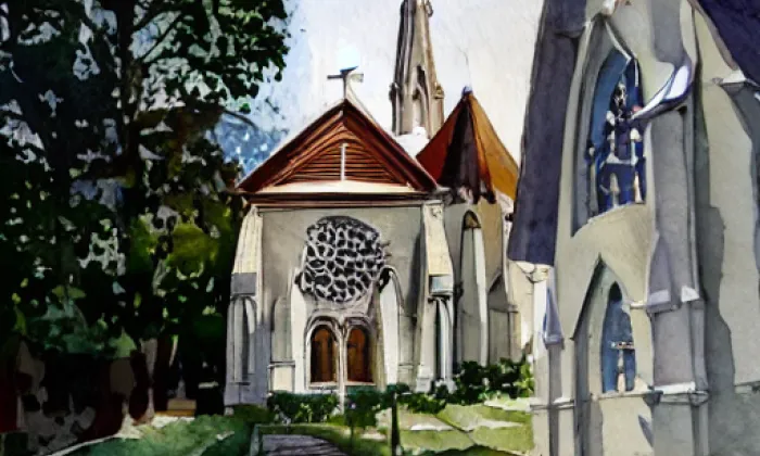 Kostel svatého Martina (Údrnice) – akvarel