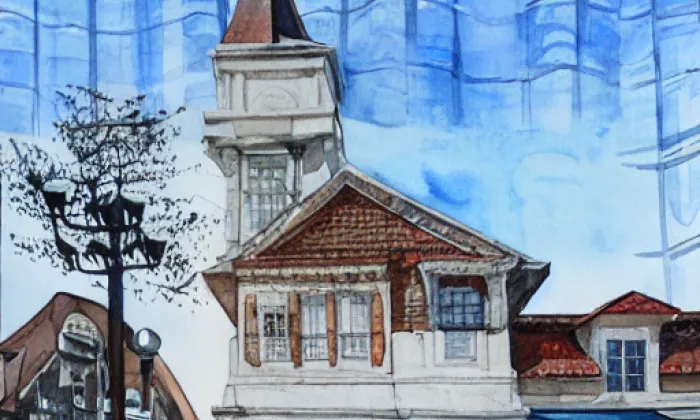 Kostel svatého Martina (Řepy) – akvarel