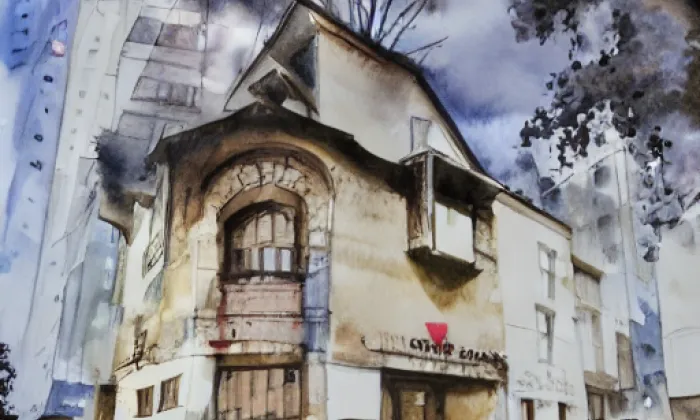 Kostel svatého Martina (Chrást) – akvarel