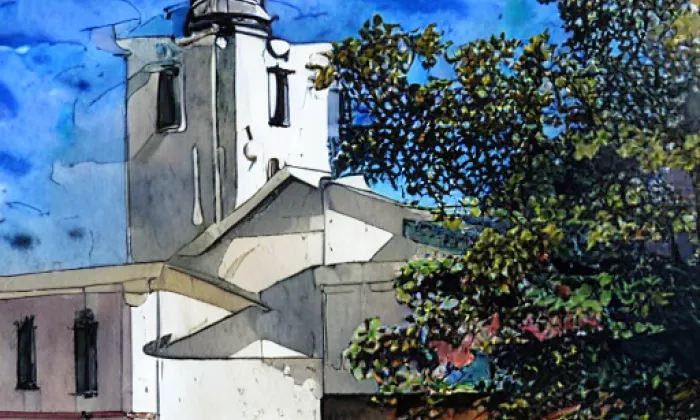 kostel svatého Martina (Hrochův Týnec) – akvarel