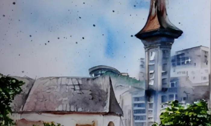 Kostel svatého Martina (Jindřichovice) – akvarel