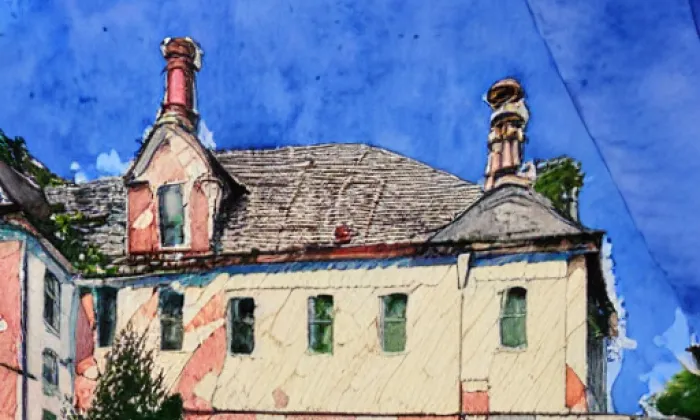 Kostel svatého Martina (Luštěnice) – akvarel