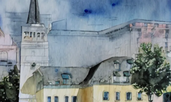 Kostel svatého Martina (Pozlovice) – akvarel