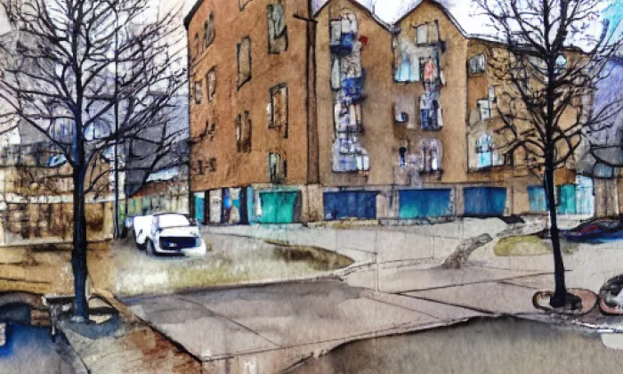 Kostel svatého Martina (Solany) – akvarel