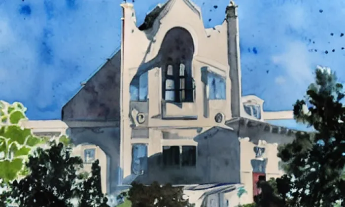 kostel svatého Martina (Starý Poddvorov) – akvarel
