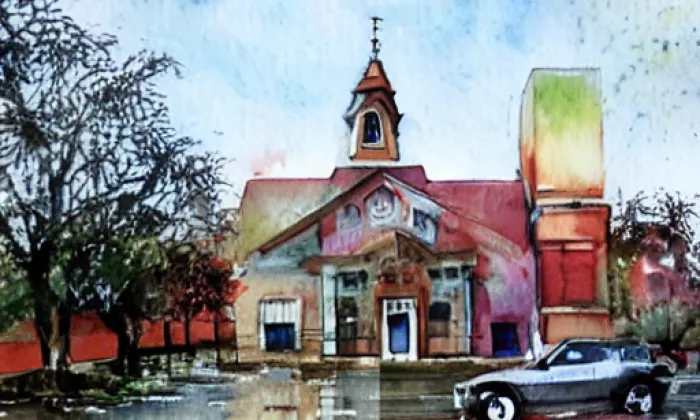 kostel svatého Martina (Zámrsk) – akvarel