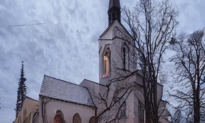 Kostel svatého Martina a Prokopa (Karlík) – noc