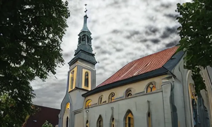 Kostel svatého Martina a Prokopa (Lobzy) – noc