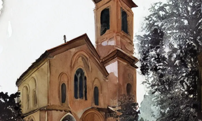 kostel svatého Matouše (Dolany) – akvarel