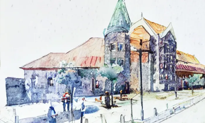Kostel svatého Michaela (Chožov) – akvarel