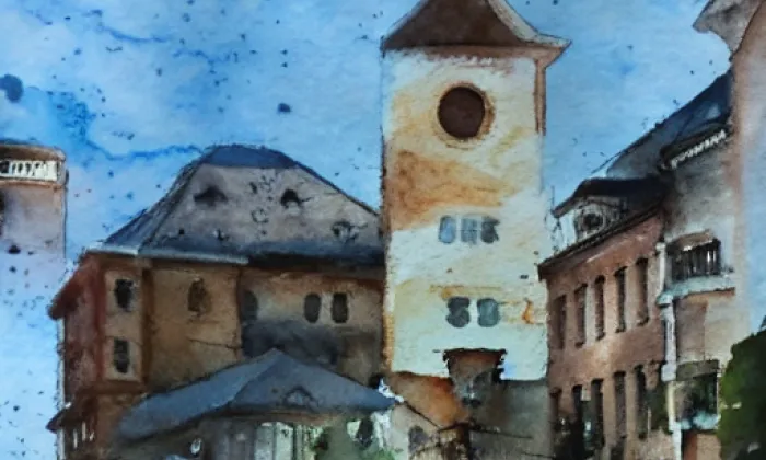 kostel svatého Michaela (Krouna) – akvarel