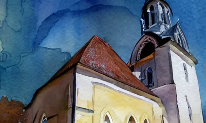 kostel svatého Michaela (Licibořice) – akvarel