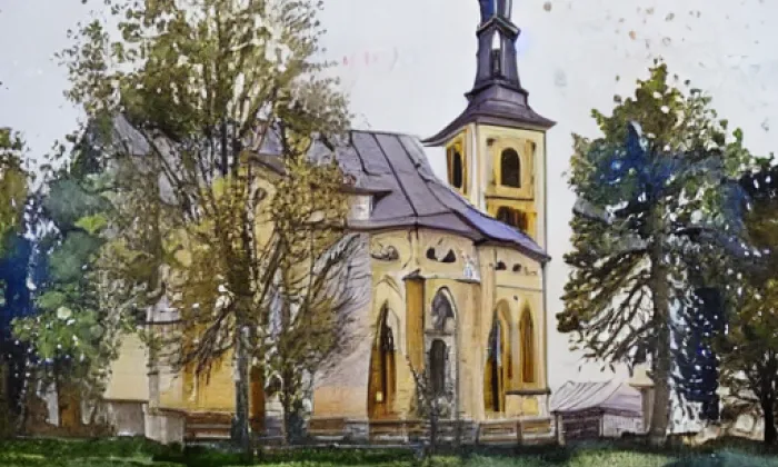 Kostel svatého Michaela archanděla (Vernéřovice) – akvarel