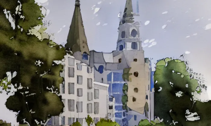 Kostel svatého Michaela archanděla (Dubeč) – akvarel