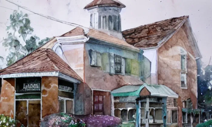Kostel svatého Michaela archanděla (Blšany) – akvarel