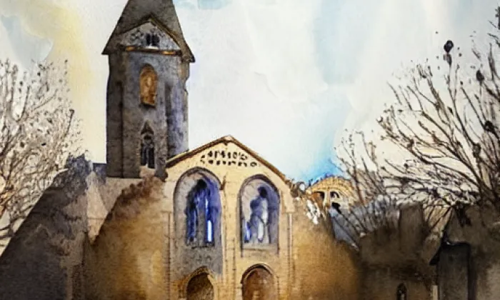 Kostel svatého Michaela archanděla (Zlovědice) – akvarel