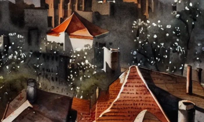 Kostel svatého Michaela archanděla (Dožice) – akvarel