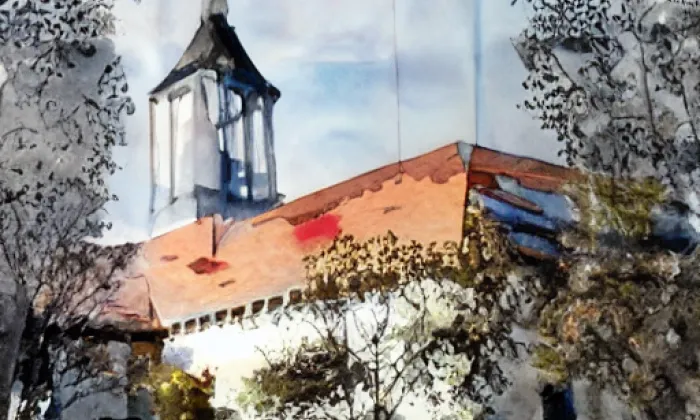 kostel svatého Michaela archanděla (Horní Kounice) – akvarel