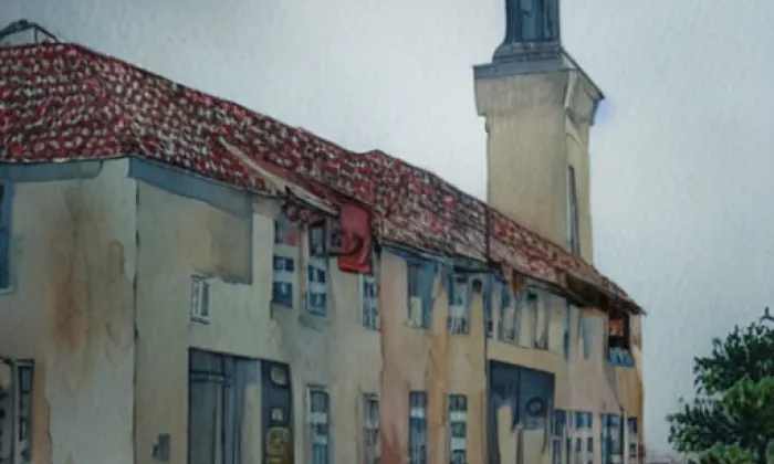 kostel svatého Michaela archanděla (Nový Přerov) – akvarel