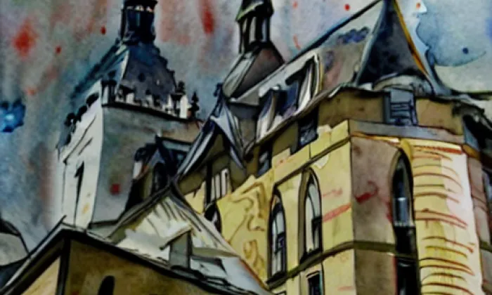 Kostel svatého Michala (Rýmařov) – akvarel