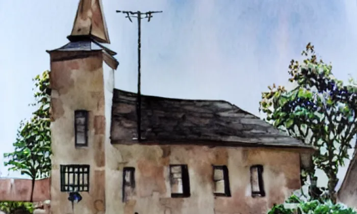 Kostel svatého Mikuláše (Žlutice) – akvarel